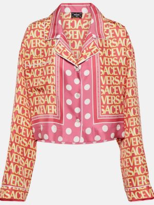 Hedvábná košile Versace růžová