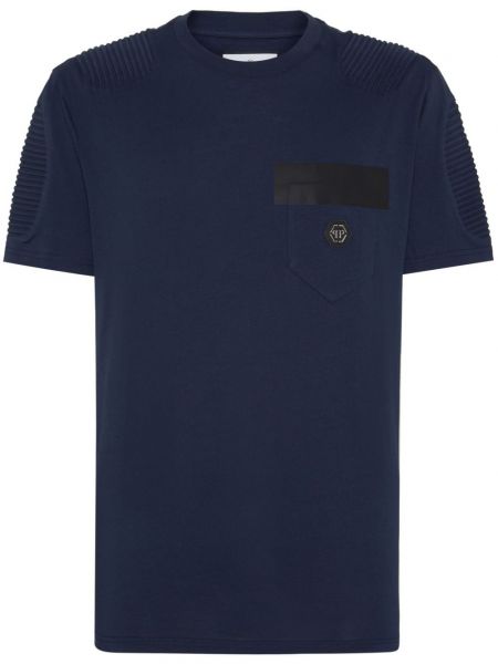 T-shirt en coton avec applique Philipp Plein bleu