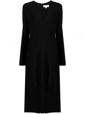 Midi obleka z v-izrezom Michael Kors Collection črna
