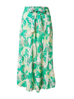 Kvetinové viskózové nohavice s vysokým pásom Herrlicher - zelená