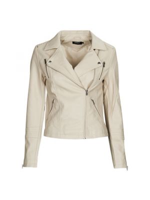 Giacca di pelle di ecopelle Only beige