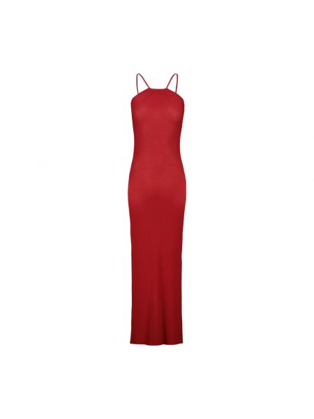 Jedwabna sukienka długa z dżerseju Rick Owens czerwona