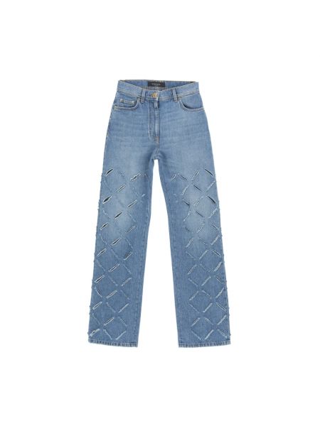 Niebieskie proste jeansy Versace
