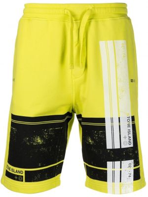 Pantalones cortos deportivos con estampado Stone Island amarillo