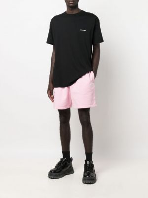 Shorts de sport avec imprimé slogan à imprimé Balenciaga rose