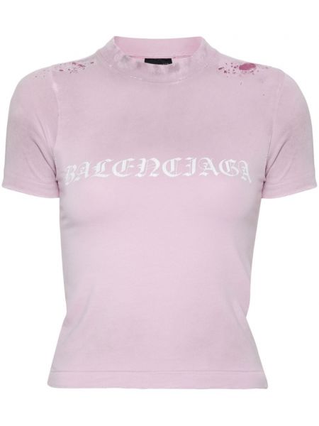 Μπλούζα με φθαρμένο εφέ με σχέδιο Balenciaga ροζ