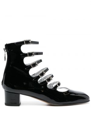Кожени полуотворени обувки от лакирана кожа Carel Paris черно