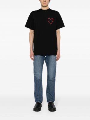 Kokvilnas t-krekls ar apdruku ar sirsniņām Roberto Cavalli