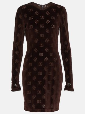 Mini-abito in velluto Dolce & Gabbana marrone