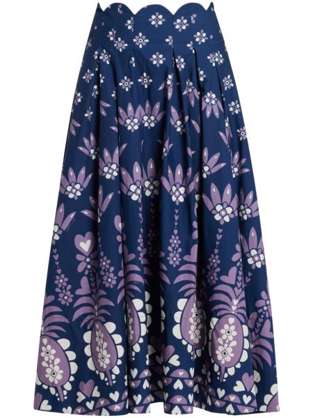 Kvetinový midi sukňa s potlačou Farm Rio modrá