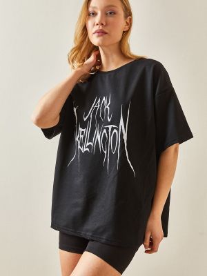 Oversized tričko s potiskem Xhan černé