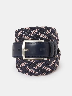 Cinturón de cuero de algodón con trenzado Mirto azul
