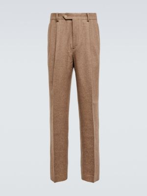 Pantaloni dritti di lana di cachemire di cotone Auralee marrone