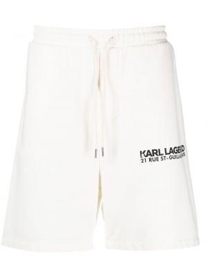 Pamut rövidnadrág nyomtatás Karl Lagerfeld fehér