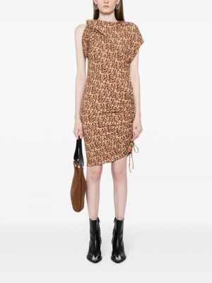 Sukienka z nadrukiem w abstrakcyjne wzory Marant Etoile brązowa