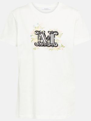 Памучна тениска бродирана бяло Max Mara