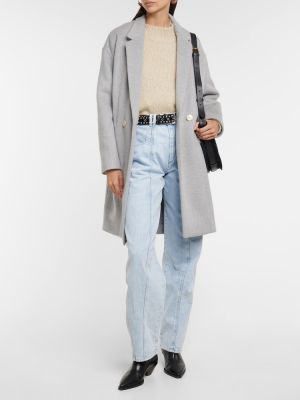 Vlněný krátký kabát Isabel Marant šedý