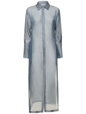 Prozorna bombažna svilena midi obleka St.agni siva