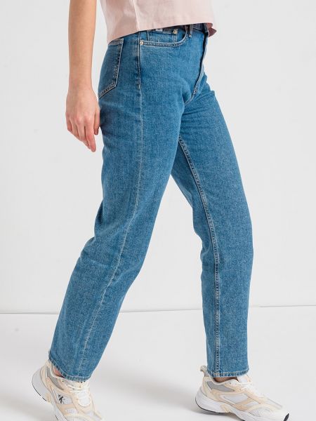 Прямые джинсы с высокой талией Calvin Klein Jeans синие
