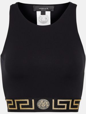Crop top de tela jersey Versace negro