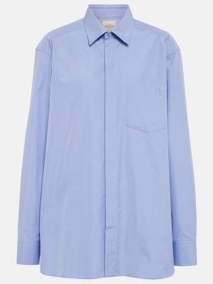 Bavlnená košeľa s výšivkou Tod's modrá