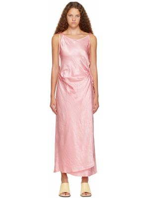 Розовое платье-макси с запахом Acne Studios