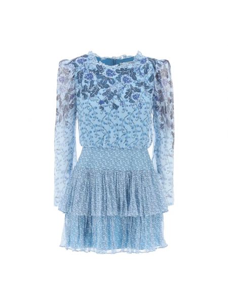 Niebieska sukienka mini w kwiatki Saloni