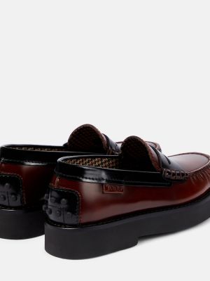 Pantofi loafer din piele cu platformă Tod's roșu