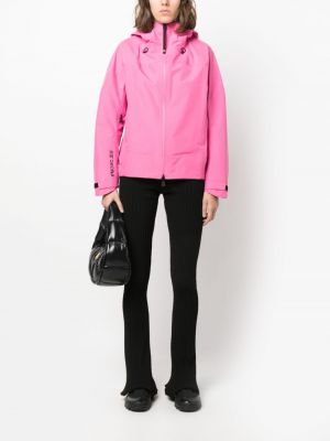 Péřová bunda na zip s kapucí Moncler růžová
