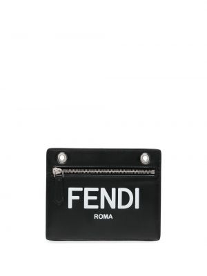 Πορτοφόλι με φερμουάρ με σχέδιο Fendi μαύρο
