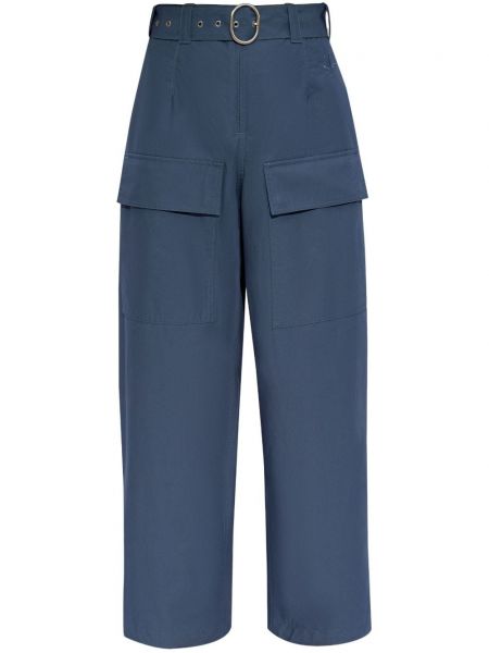 Bavlnené rovné nohavice Jil Sander modrá