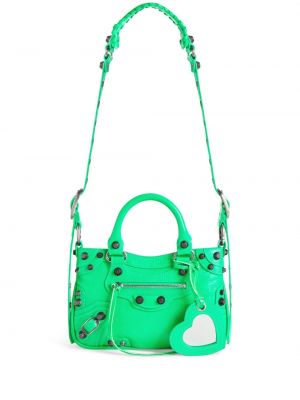 Kožená shopper kabelka Balenciaga zelená