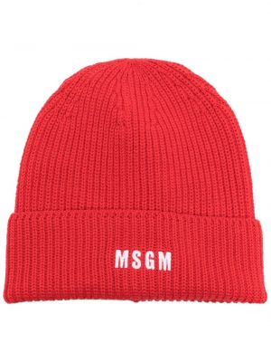 Bonnet brodé en tricot Msgm rouge