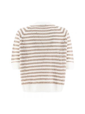 Mesh gestreifter pullover Le Tricot Perugia beige