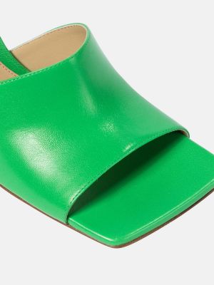 Sandały skórzane Bottega Veneta zielone