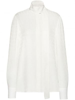 Svilena bluza iz žakarda Valentino Garavani bela