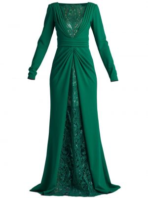Drapované flitrované večerné šaty Tadashi Shoji zelená