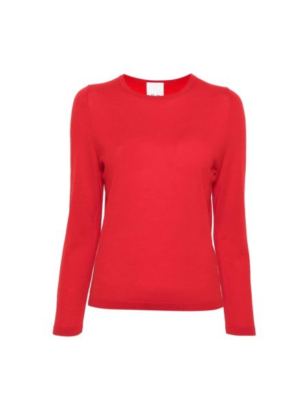 Sweter wełniany z okrągłym dekoltem Allude czerwony