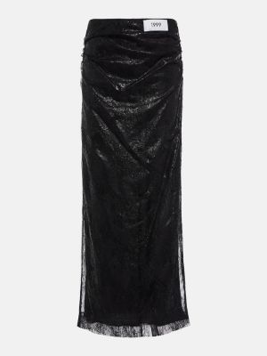 Długa spódnica z wysoką talią koronkowa Dolce&gabbana czarna