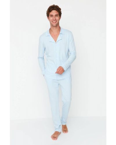 Kötött pizsama Trendyol kék