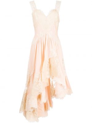 Čipkované zamatové midi šaty Zimmermann ružová