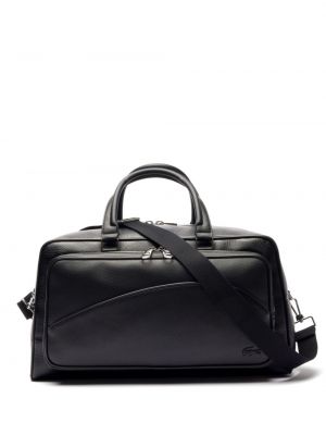 Kožená taška s vreckami Lacoste čierna