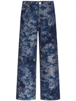 Žakárové kvetinové džínsy Etro modrá