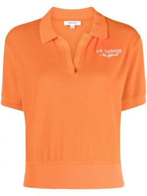 Памучна поло тениска бродирана Sporty & Rich оранжево