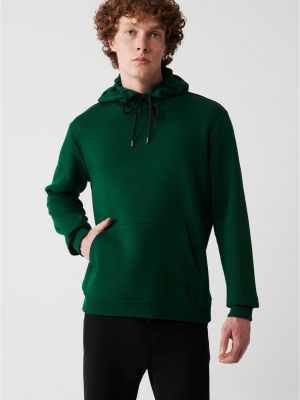 Kokvilnas flīsa kapučdžemperis Avva zaļš