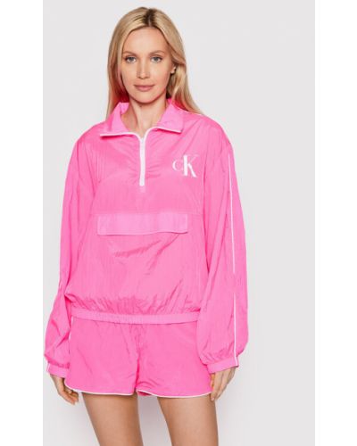 Geacă de blugi cu fermoar cu croială lejeră Calvin Klein Jeans roz