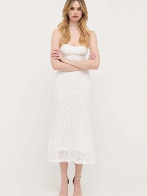 Sukienka długa dopasowana Bardot biała