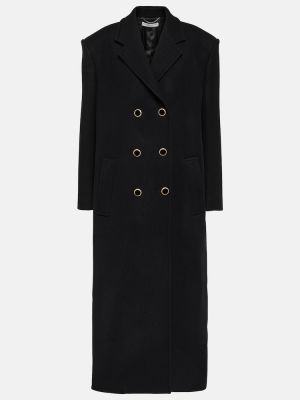 Czarny płaszcz wełniany Alessandra Rich