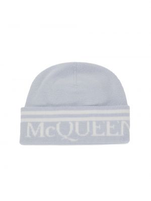 Вязаная шерстяная шапка с логотипом Alexander McQueen, сиреневый
