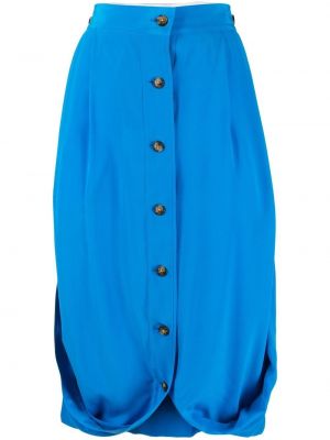 Μεταξωτή φούστα με κουμπιά Quira μπλε